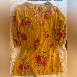 Old Navy Yellow Floral Tunic Top
